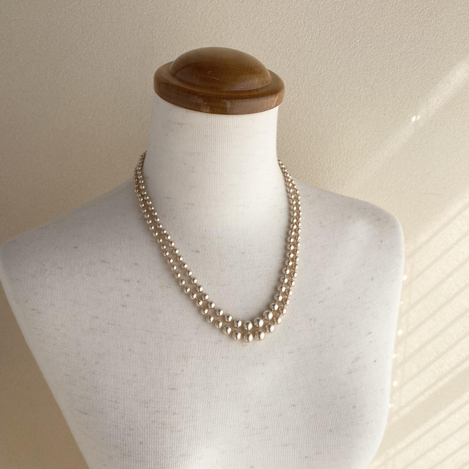 ロータス ダブルストランド シミュレーテッドパール ネックレス オリジナルボックス付き