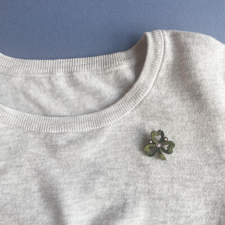 マイクロモザイク シャムロック ブローチ