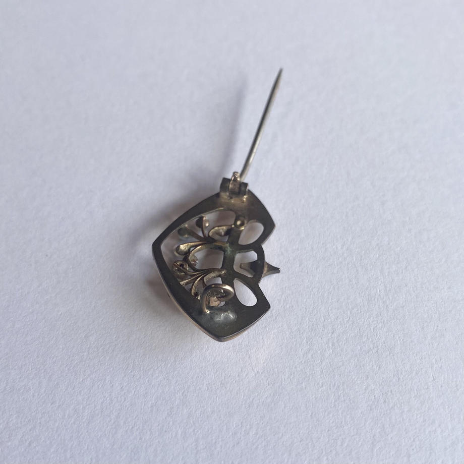 アンティーク ロールドゴールド オパール&ガーネット&パール ブローチ