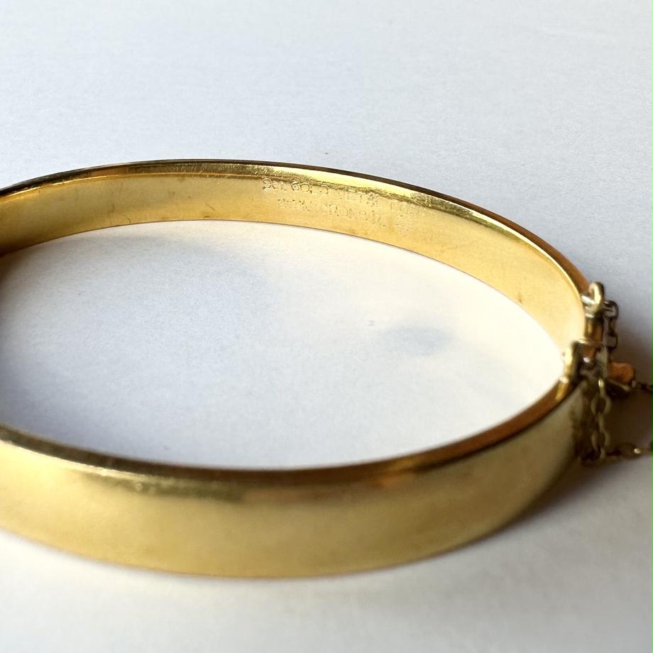 9ctゴールドメタルコアード アンティーク エングレイヴド バングル