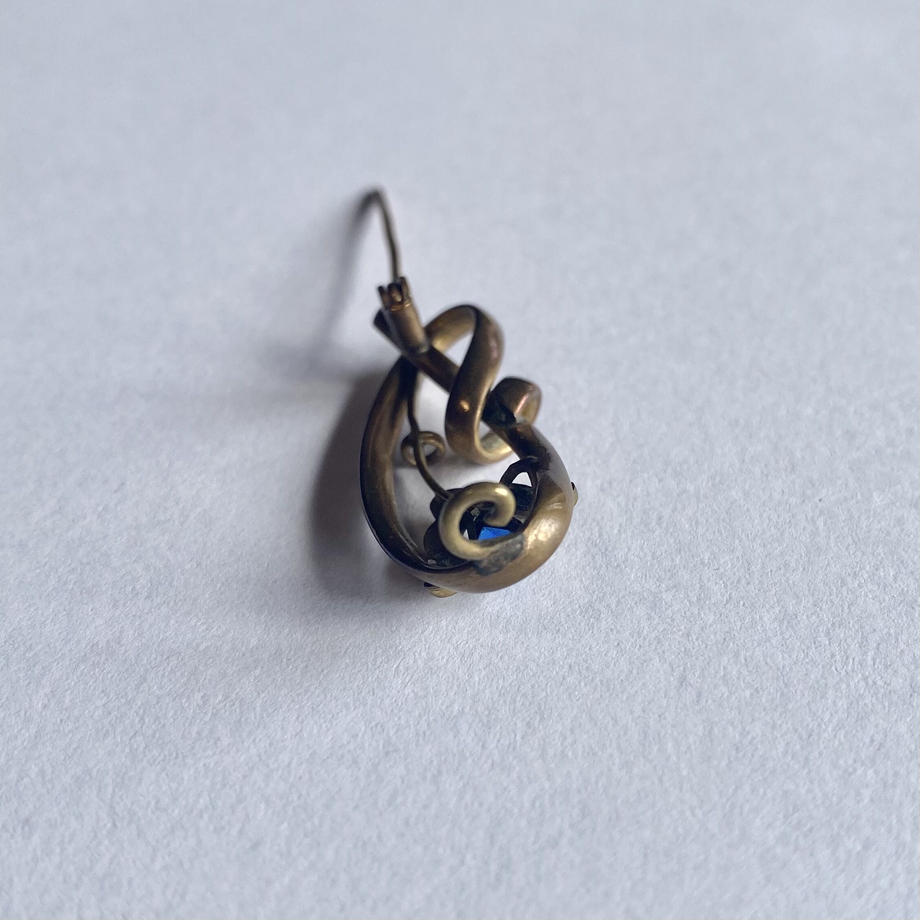 ヴィンテージ ブルーグラス×パール ノットブローチ