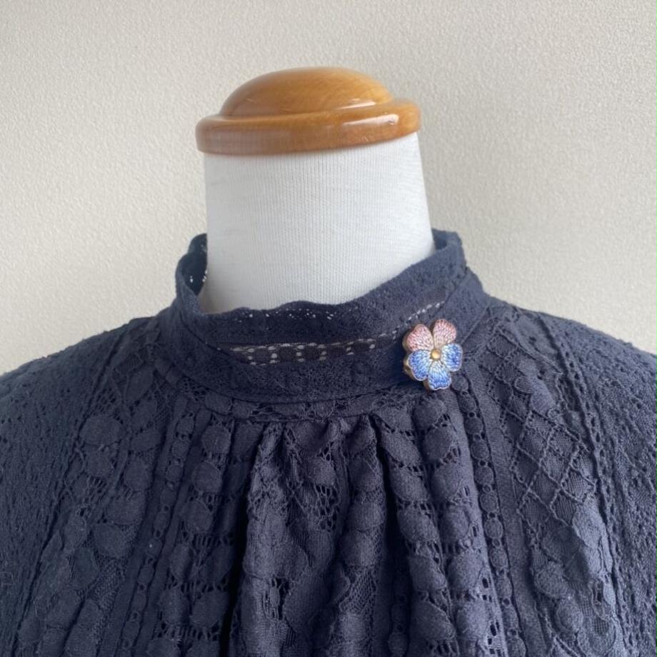 アンティーク マイクロモザイク パンジー ブローチ