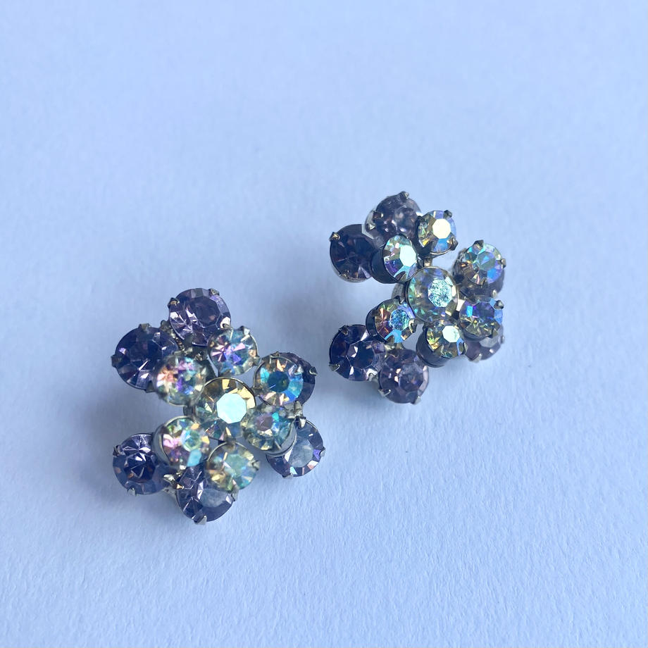 オーロラカラーグラス&パープルカラーグラス リメイク ピアス