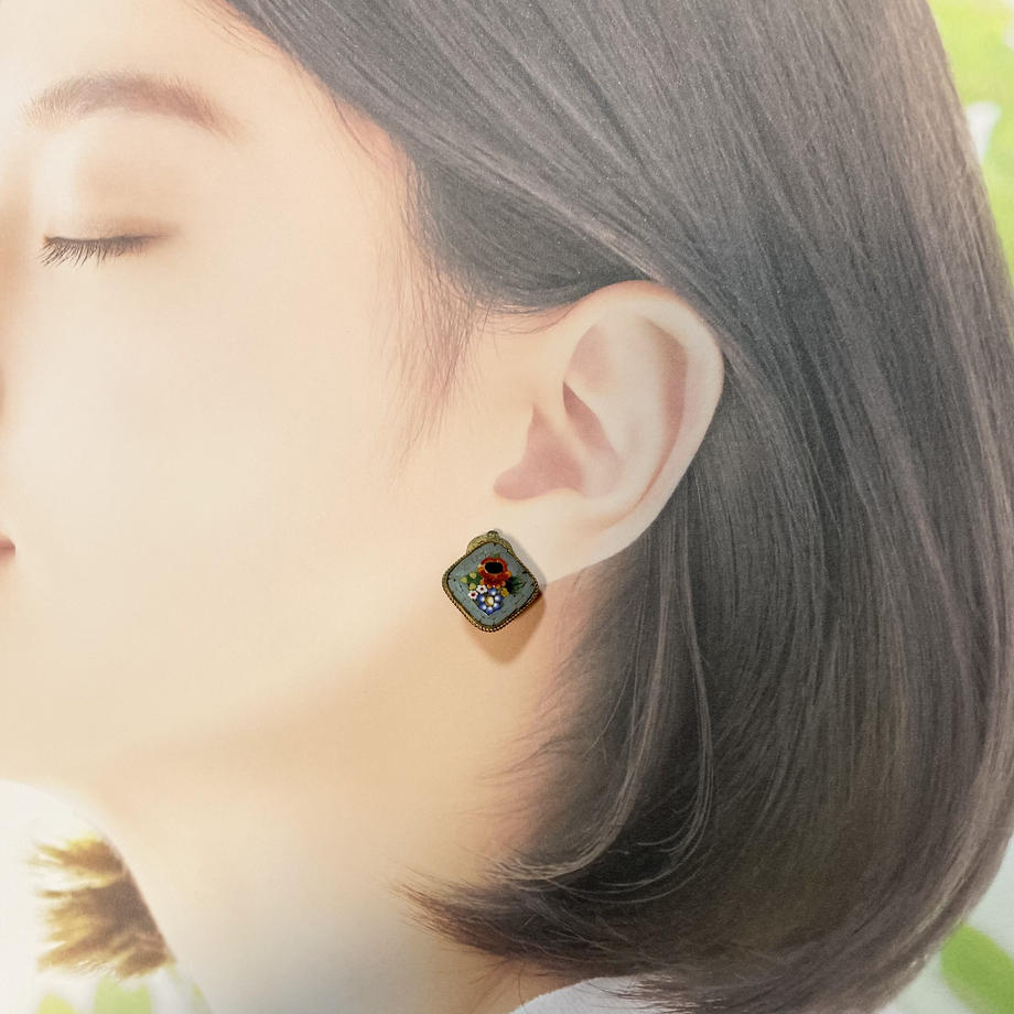 マイクロモザイク スクエア イヤリング