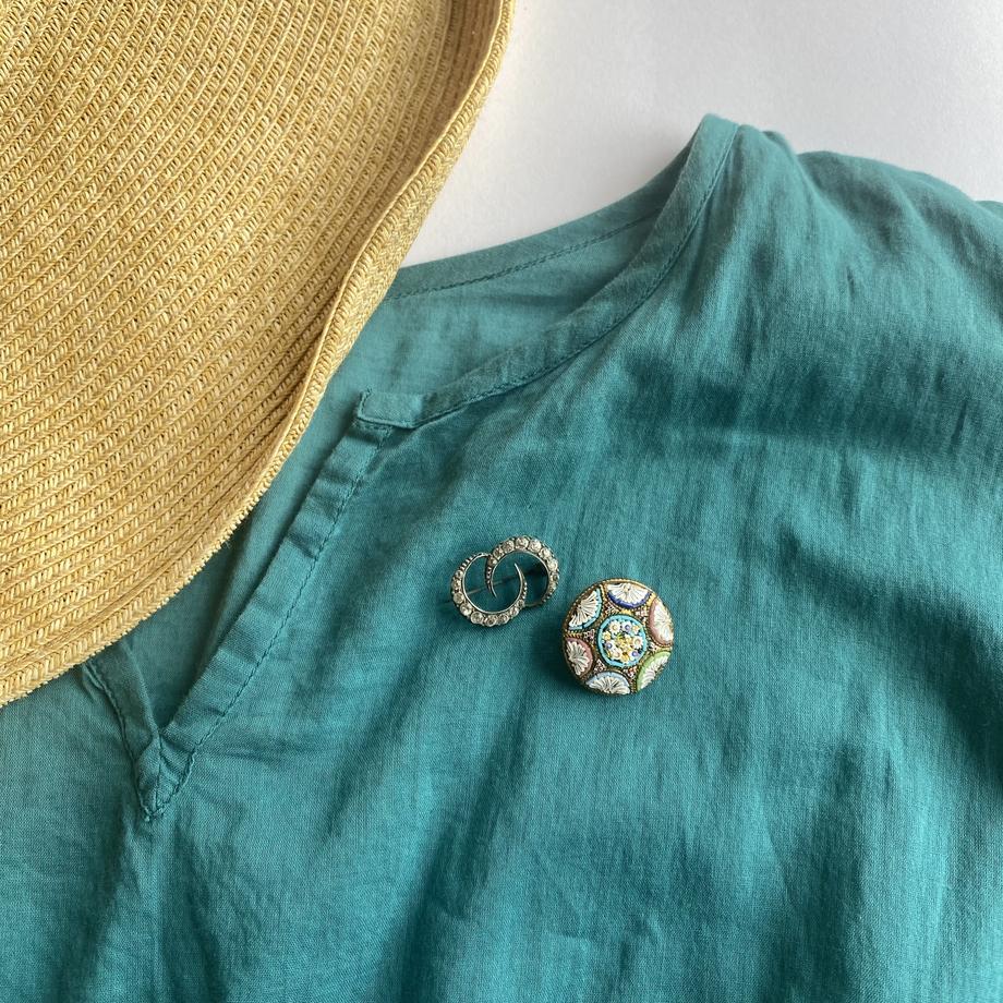 マイクロモザイク フラワーブーケ ブローチ