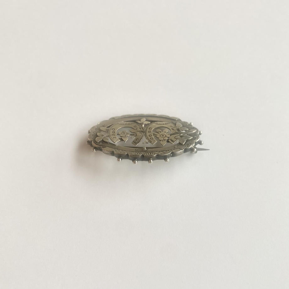 ダブルホースシュー アンティーク ブローチ 1890年