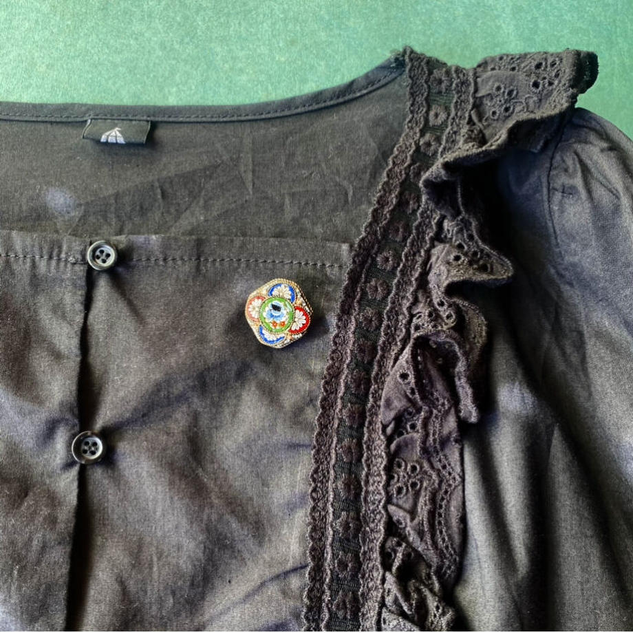 マイクロモザイク オクタゴナル ブローチ