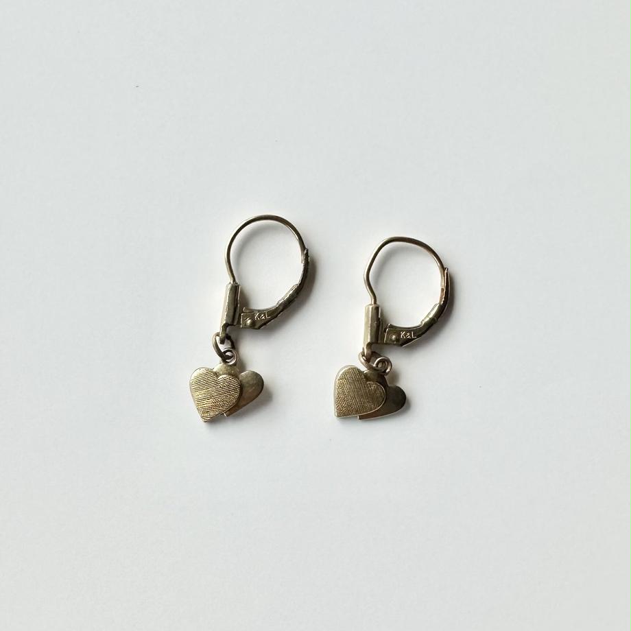 K&L 14ctロールドゴールド ダブルハート ピアス