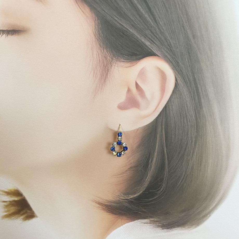 アールデコ チェコ クリア&ブルーグラス ピアス