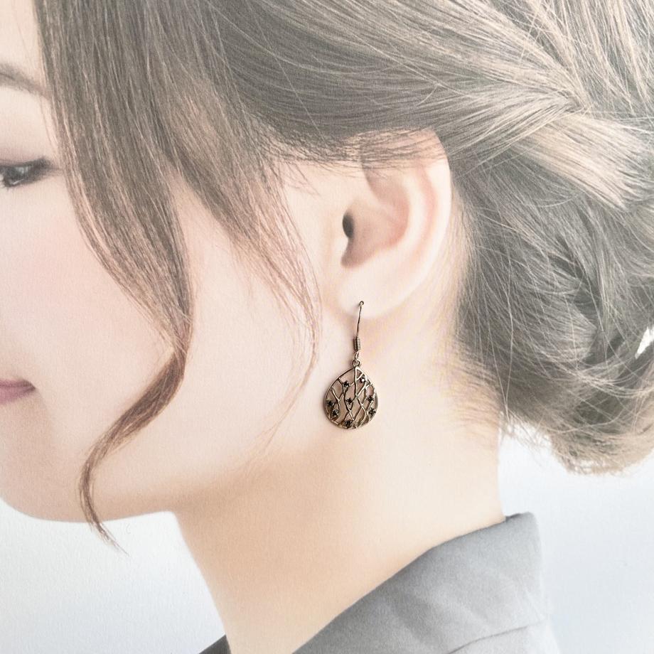 ブラックダイヤモンド スターリングシルバー ピアス