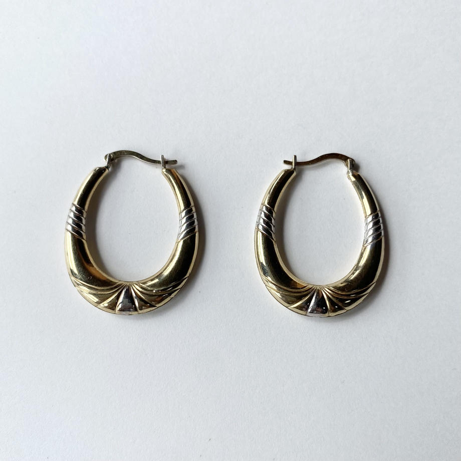 シルバー&9ctボンデッドゴールド フープピアス