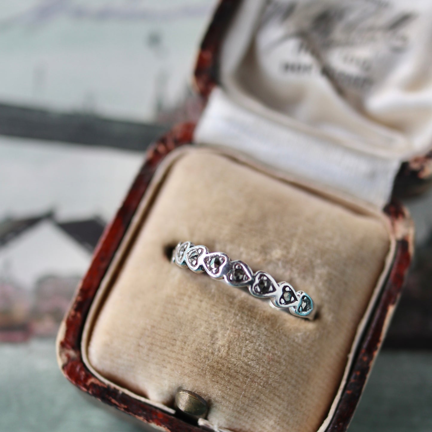 マーカサイト＆ハート スターリングシルバー リング 11.5号