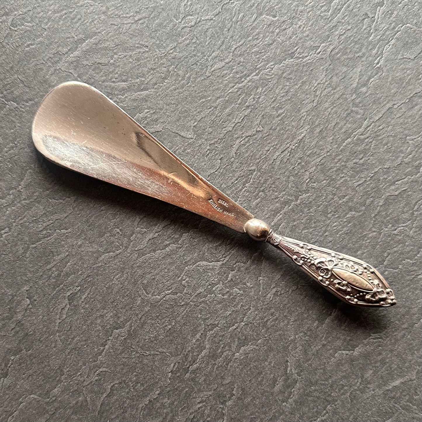 スターリングシルバー＆スチール アンティークシューホーン 1915年 バーミンガム