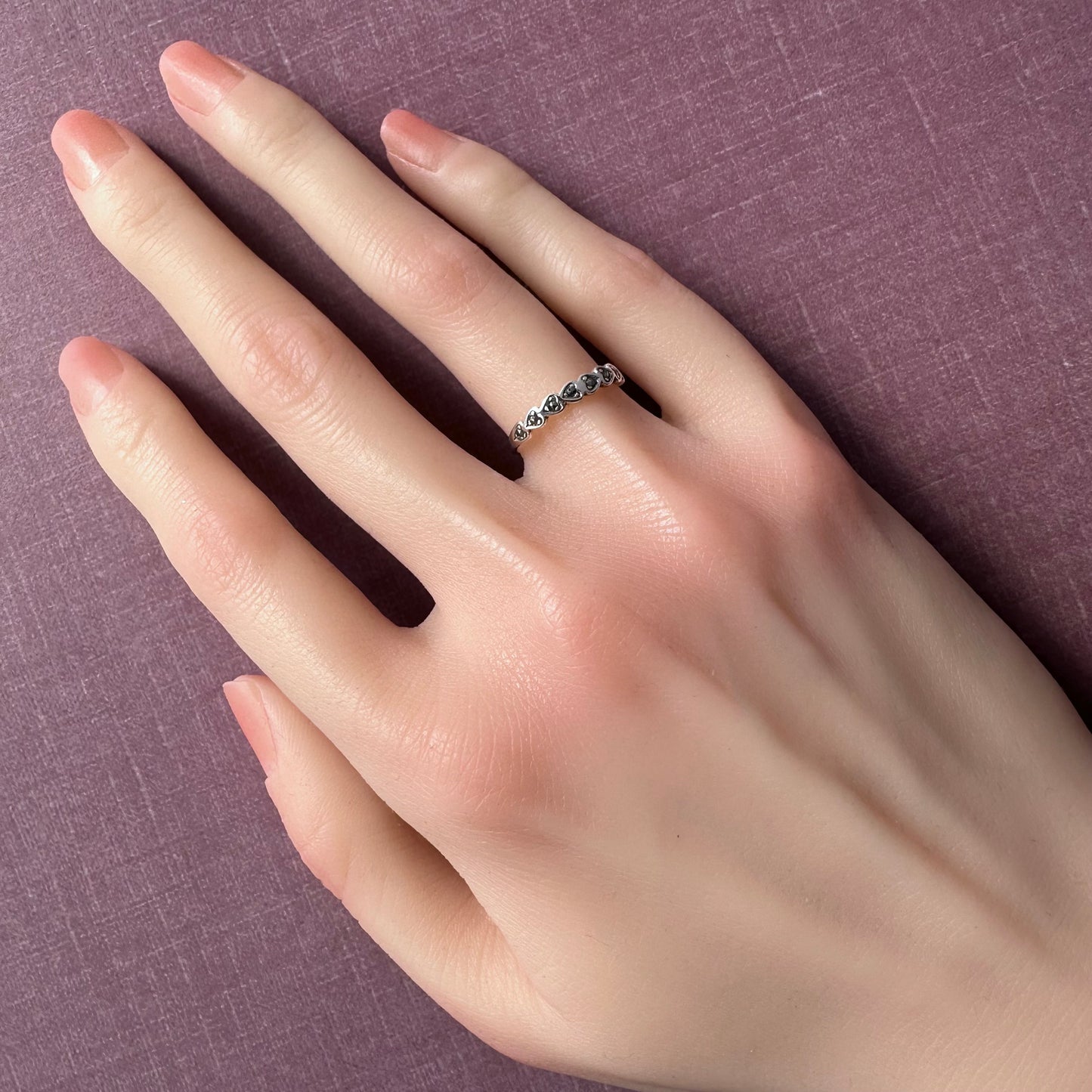 マーカサイト＆ハート スターリングシルバー リング 11.5号