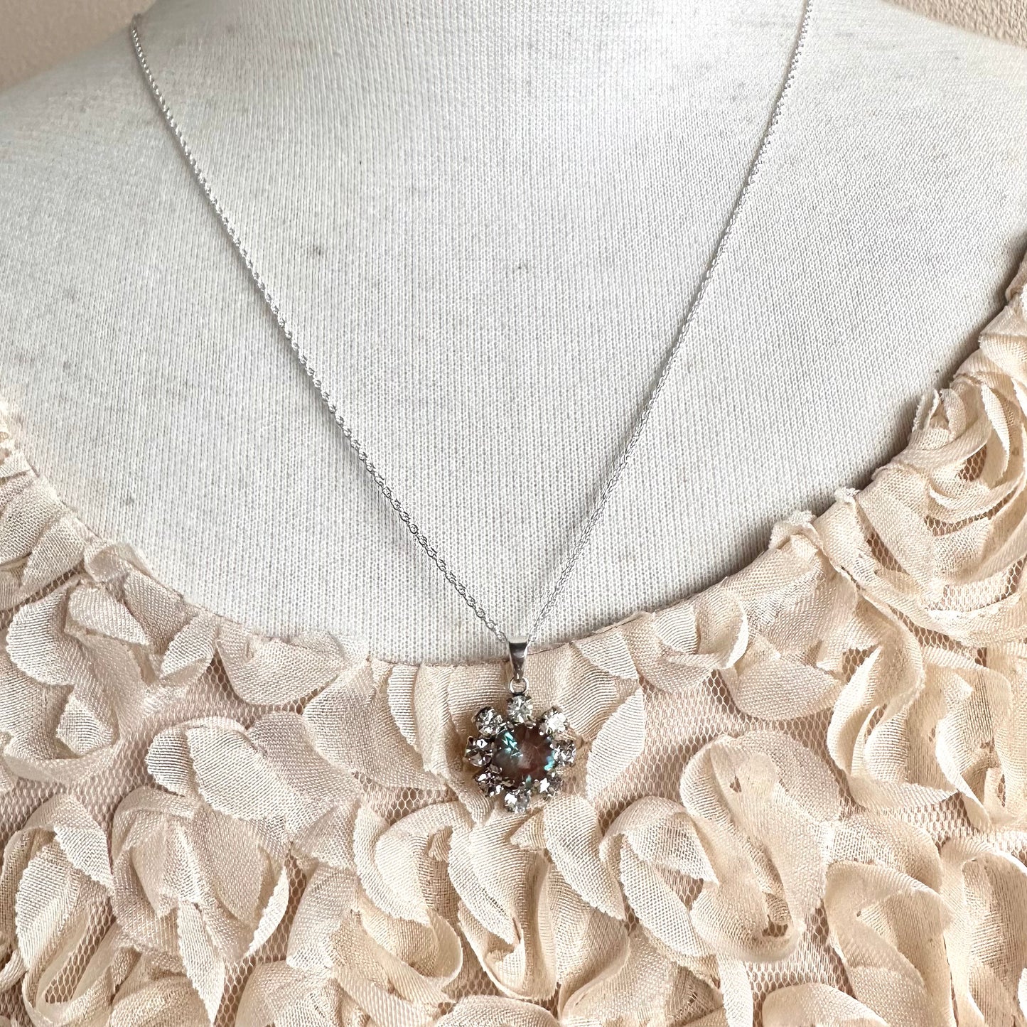 アンティークサフィレット＆クリアグラス ペンダントトップ