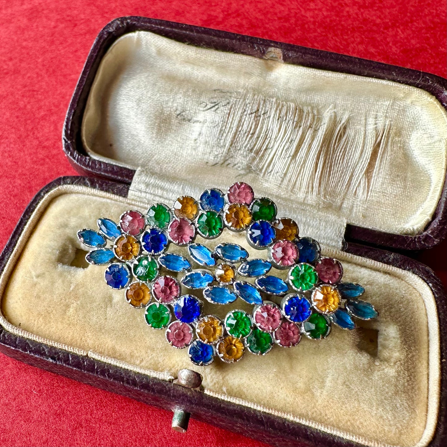 チェコグラス ひし形ブローチ