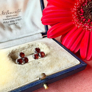 天然ガーネット クローバー ピアス(鑑別書付) – Amelie Antique