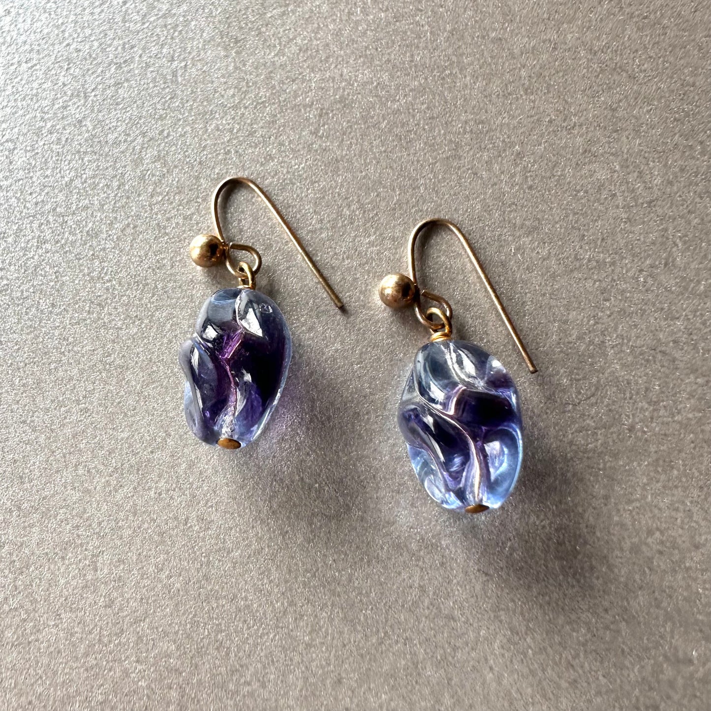 パープルカラーグラス ピアス