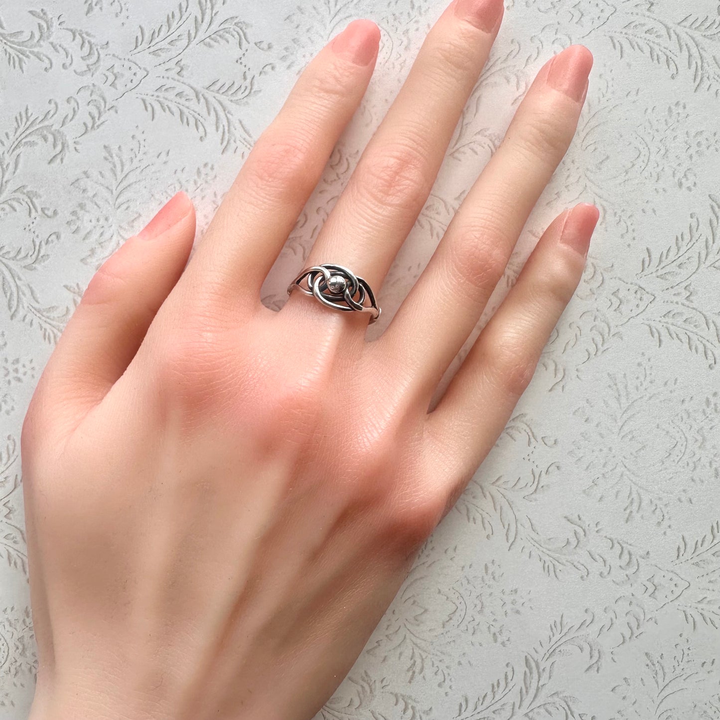 スターリングシルバー ラヴァーズノット ヴィンテージリング 18号