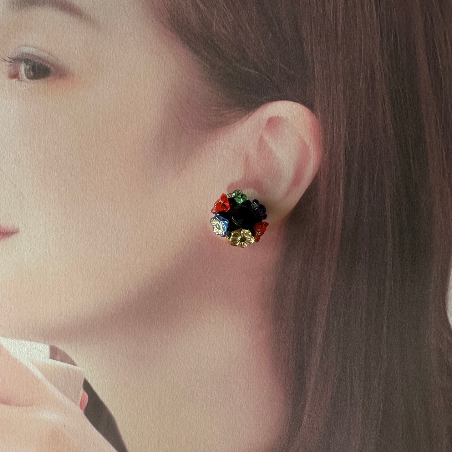 マルチカラーフラワーイヤリング