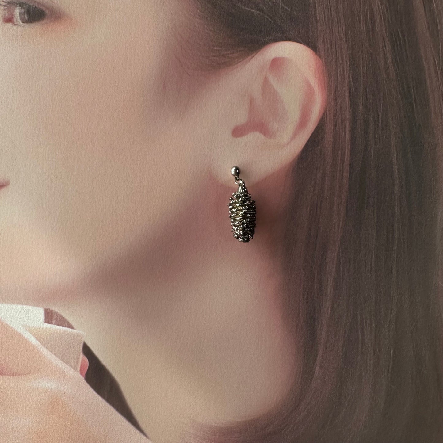 パインコーン ヴィンテージシルバーピアス