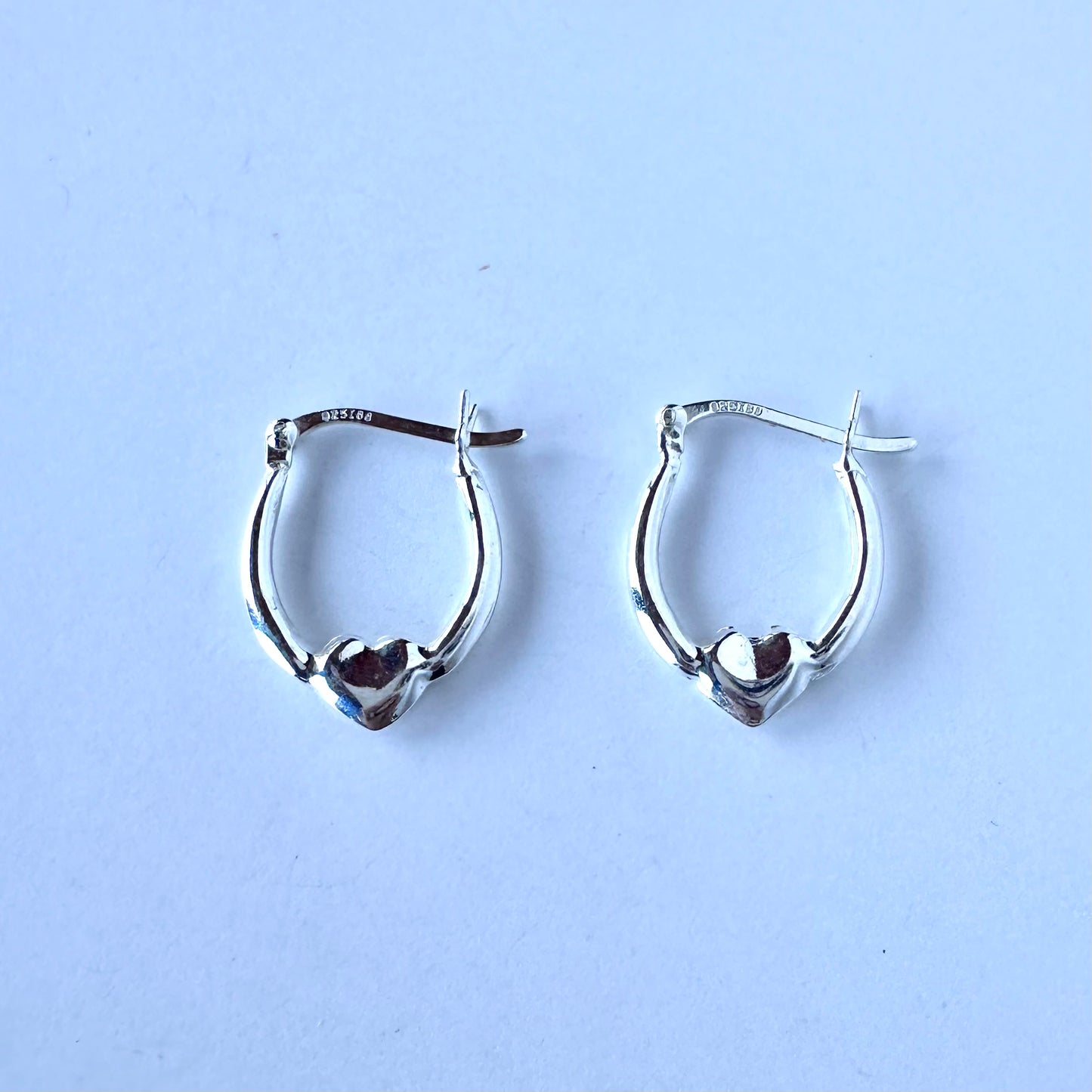 スターリングシルバー ハート フープピアス