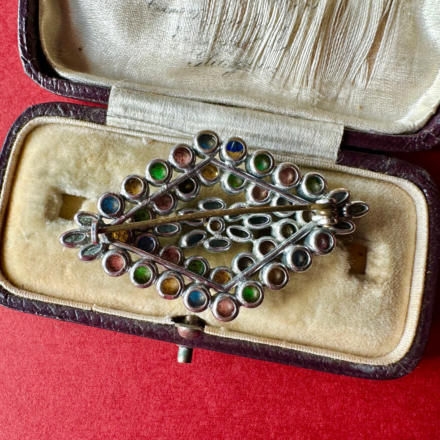 チェコグラス ひし形ブローチ