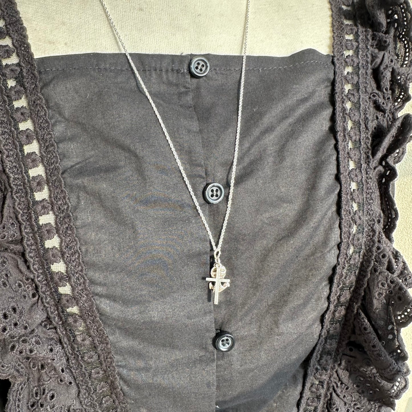 ハート＆クロス＆アンカー ヴィンテージシルバーチャーム