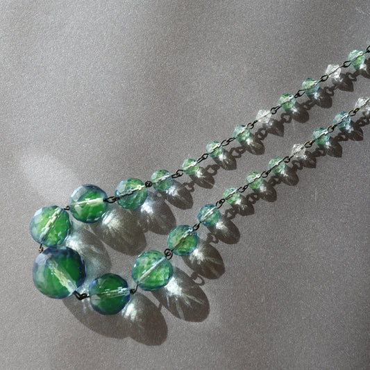 ブルー×グリーン ウラングラス ネックレス