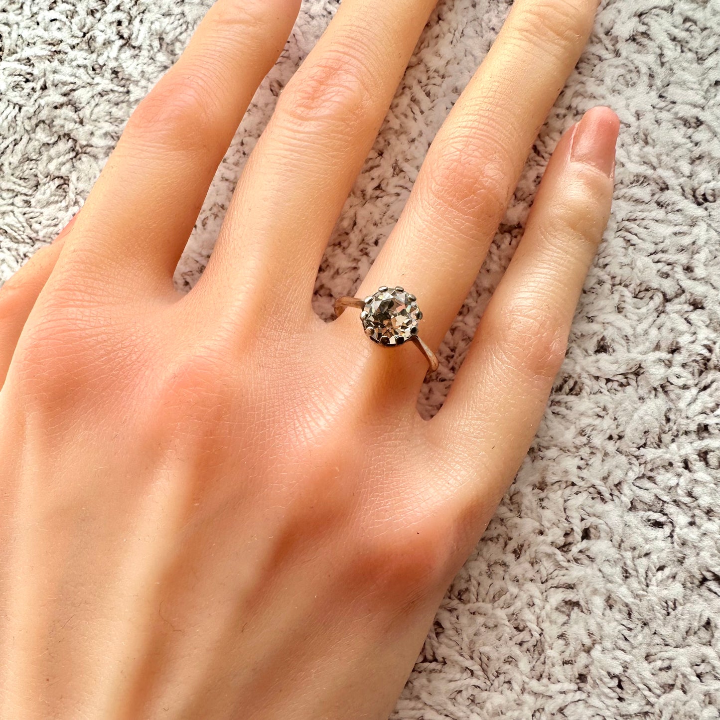 ロールドゴールド クリアグラス ソリティアリング 14.5号