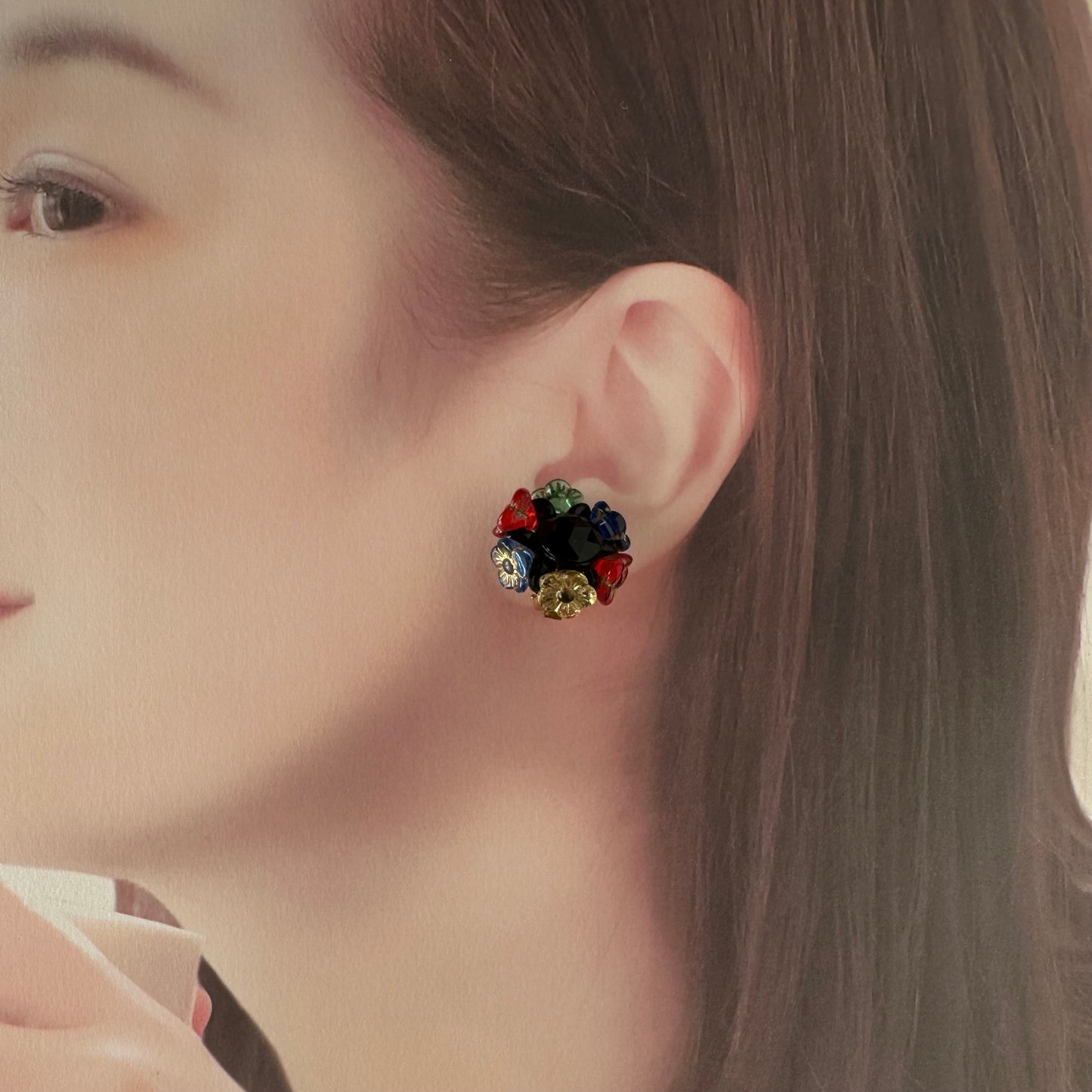 マルチカラーフラワーイヤリング