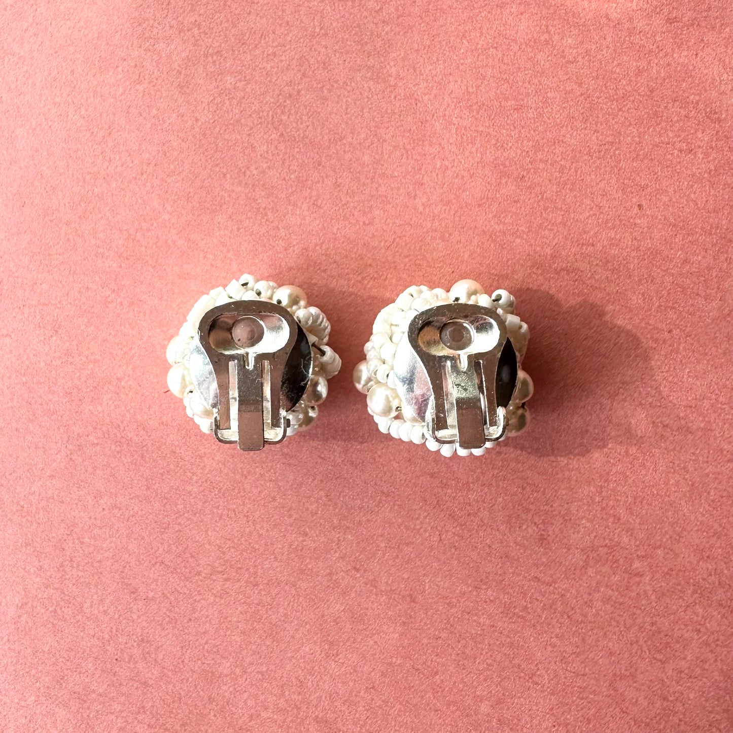 ブレイデッド ホワイトビーズ ヴィンテージイヤリング