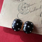 ブラックエナメル＆クリアグラス クリップオンイヤリング
