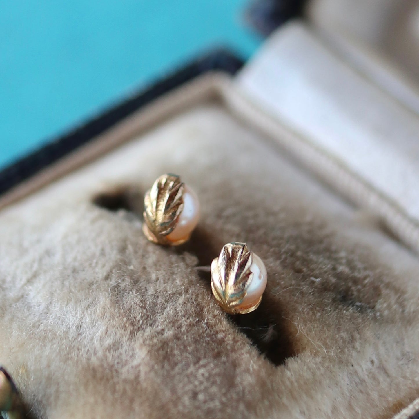 9ctゴールド アコヤパール リーフピアス(鑑別書付)