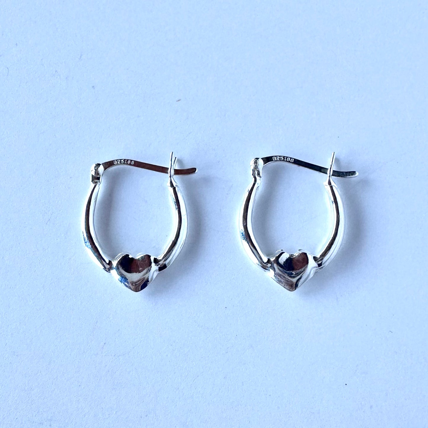 スターリングシルバー ハート フープピアス