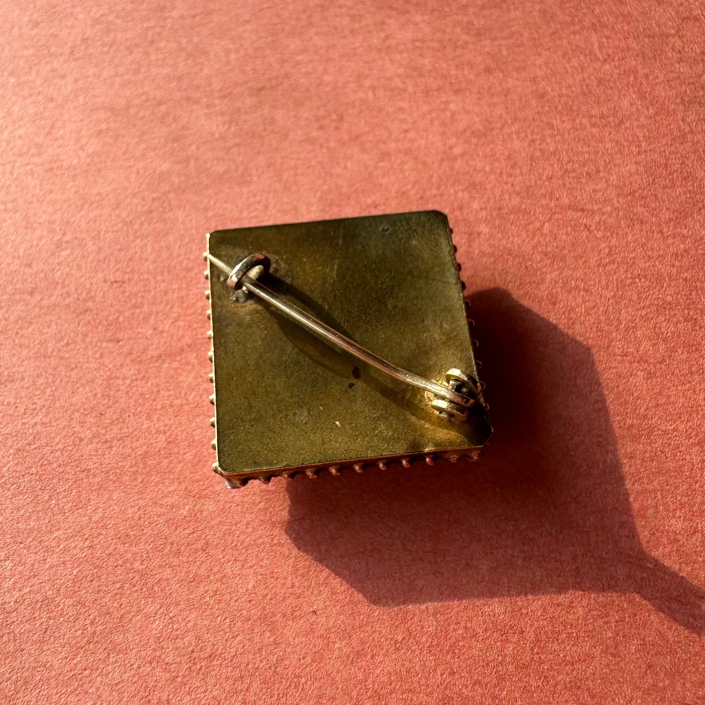 マイクロモザイク スクエア アンティークブローチ