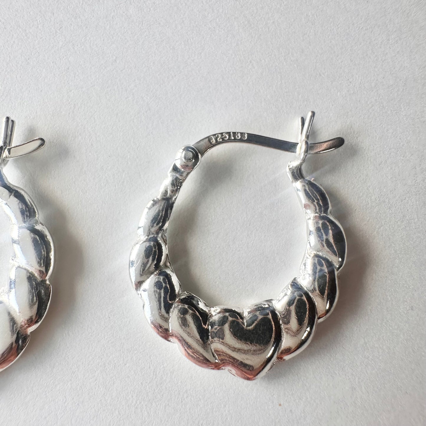 スターリングシルバー ハート フープピアス