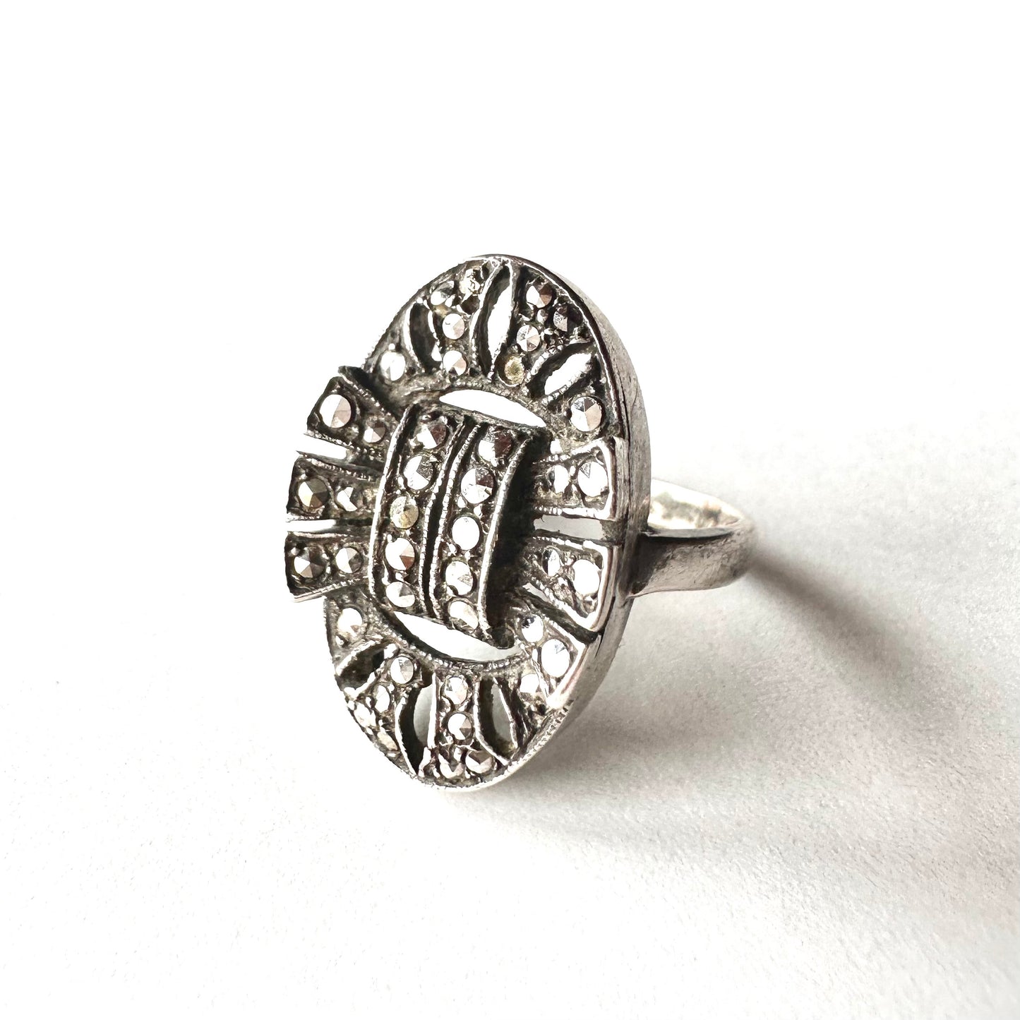 シルバー＆マーカサイト ヴィンテージリング 10号