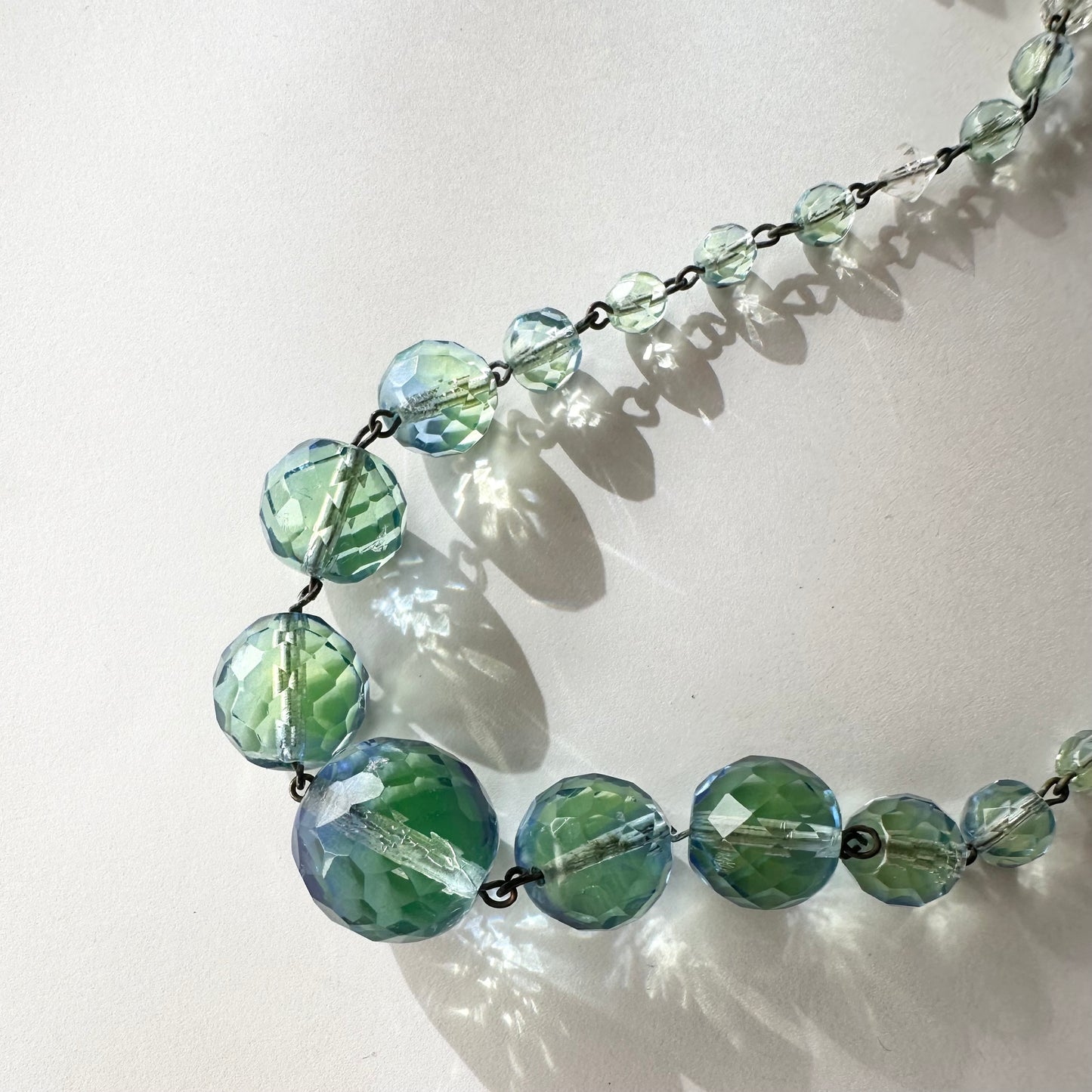 ブルー×グリーン ウラングラス ネックレス