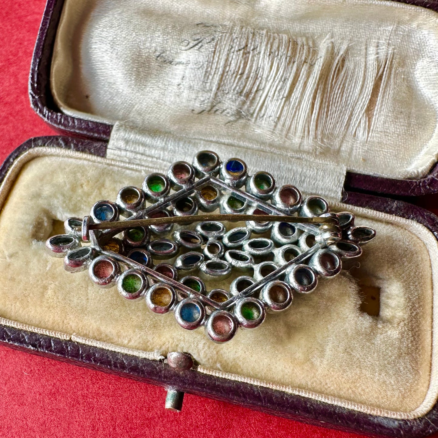 チェコグラス ひし形ブローチ