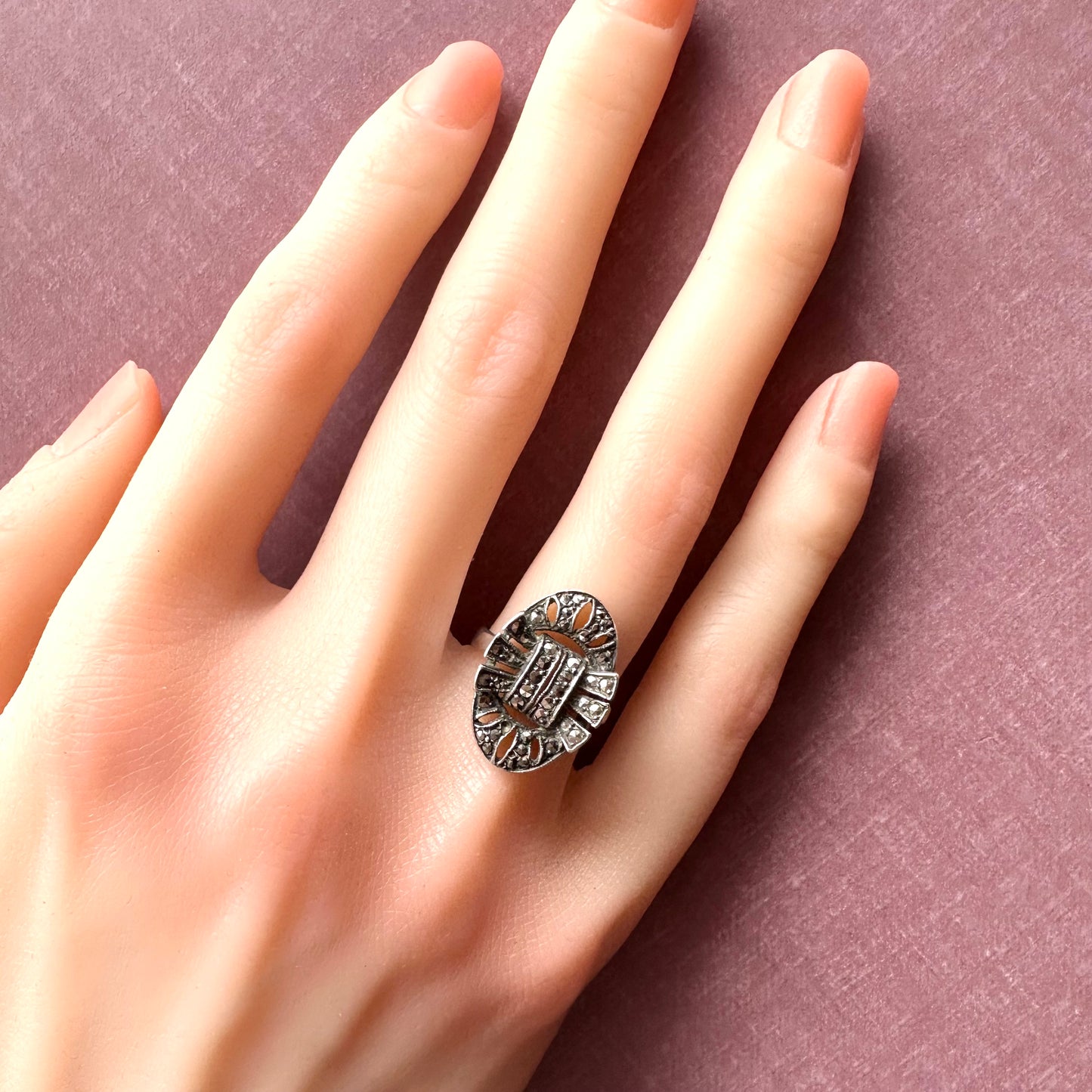 シルバー＆マーカサイト ヴィンテージリング 10号