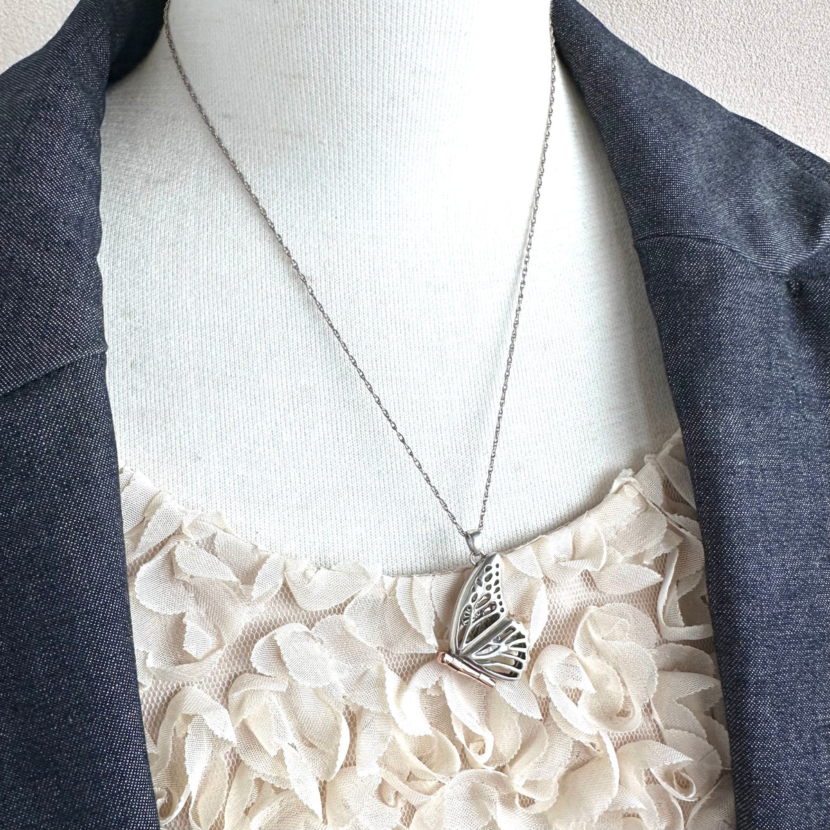 Clogau ウェルシュゴールド＆シルバー バタフライ ペンダントトップ