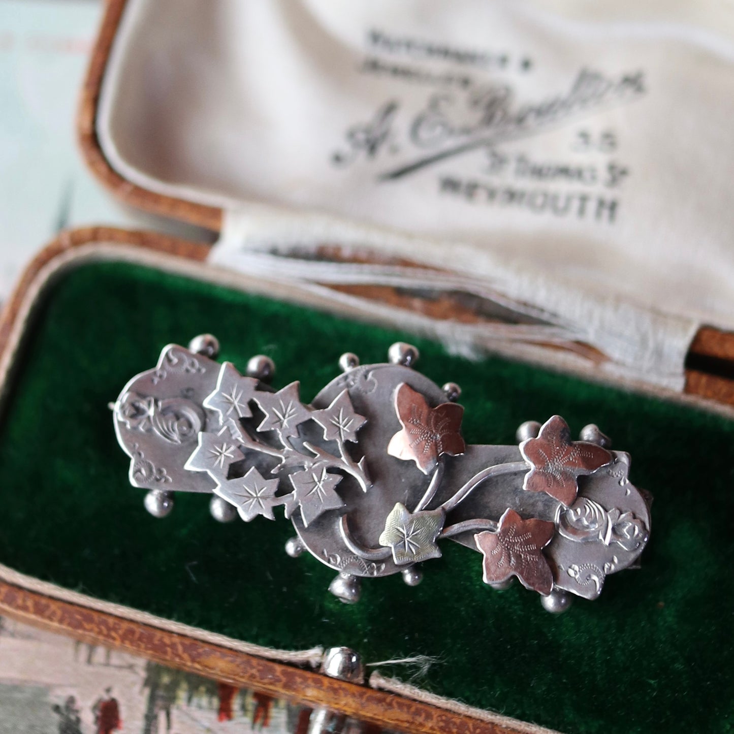 スターリングシルバー アイビー バーブローチ 1901年 バーミンガム