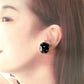 ブラックエナメル＆クリアグラス クリップオンイヤリング