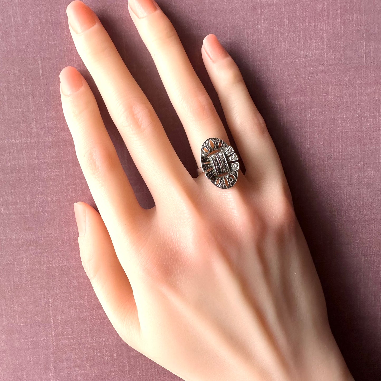 シルバー＆マーカサイト ヴィンテージリング 10号