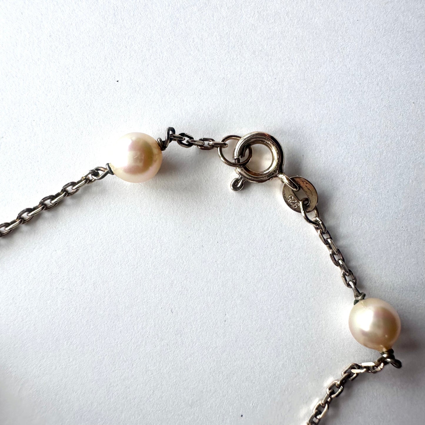 ゴールドオンシルバー グラスパール ネックレス&ブレスレット