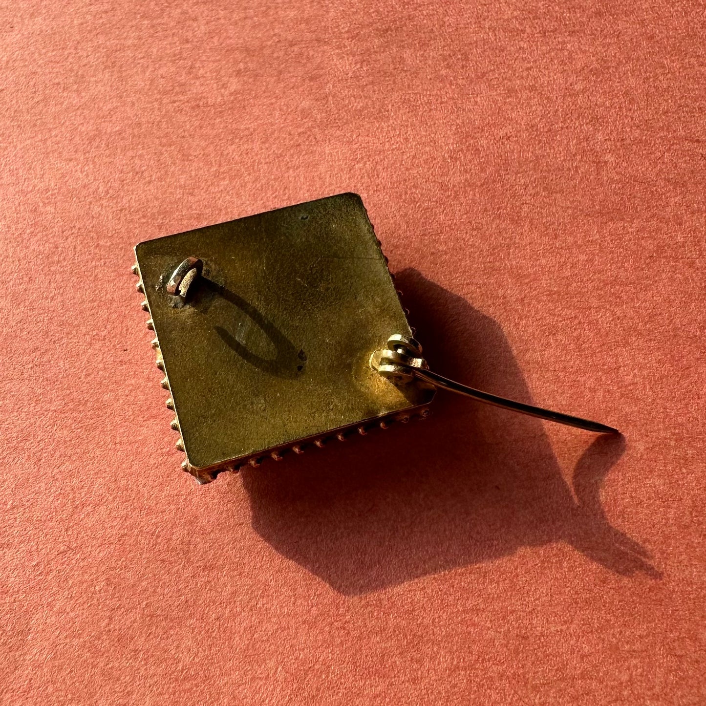 マイクロモザイク スクエア アンティークブローチ