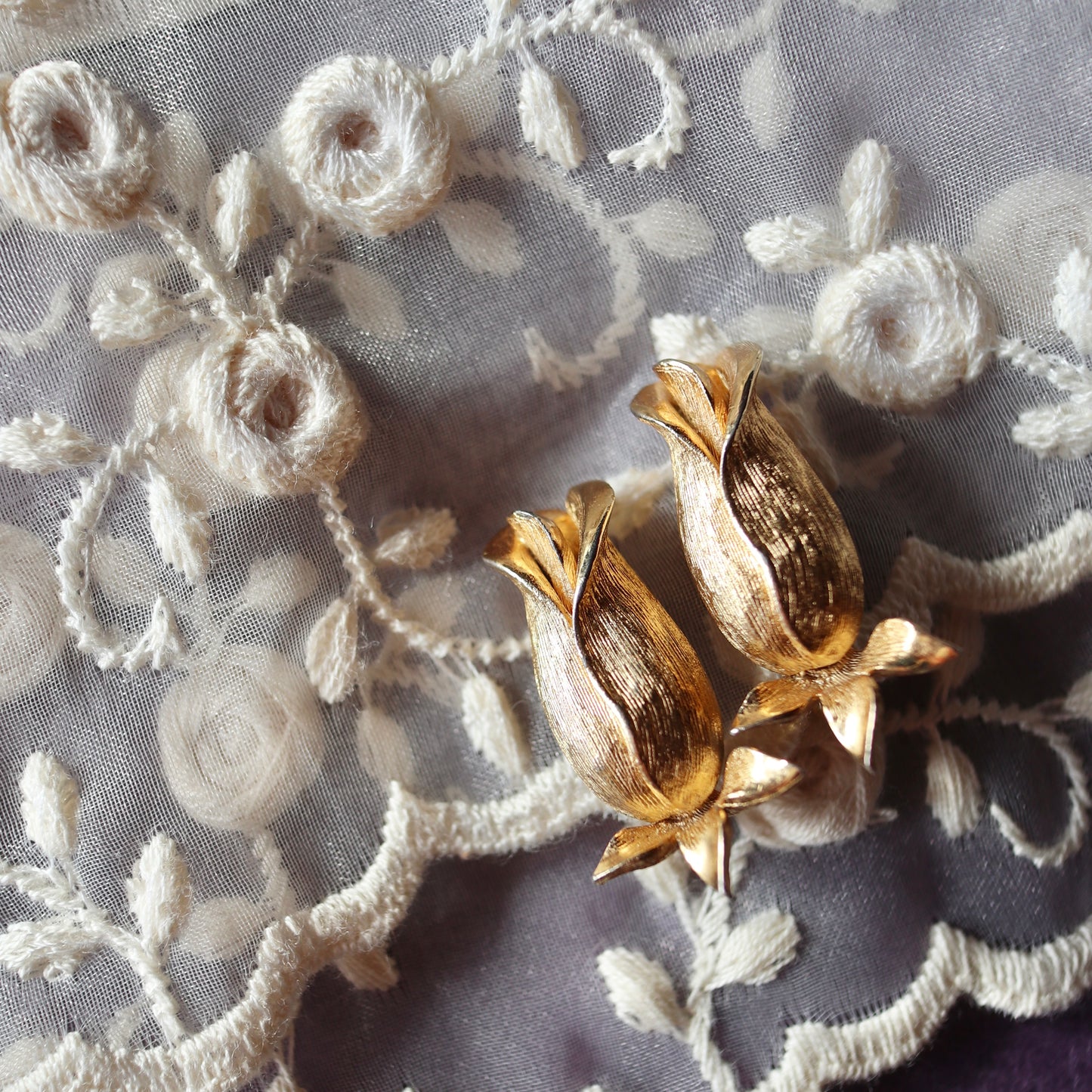 ヴィンテージ ローズ クリップオンイヤリング