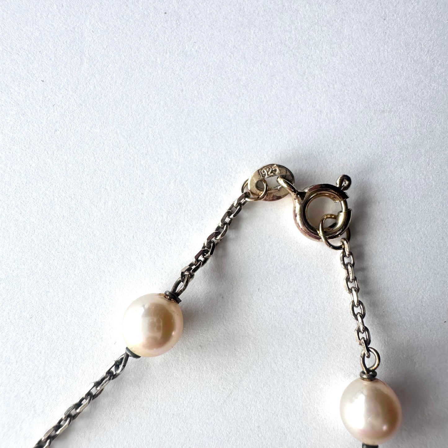 ゴールドオンシルバー グラスパール ネックレス&ブレスレット