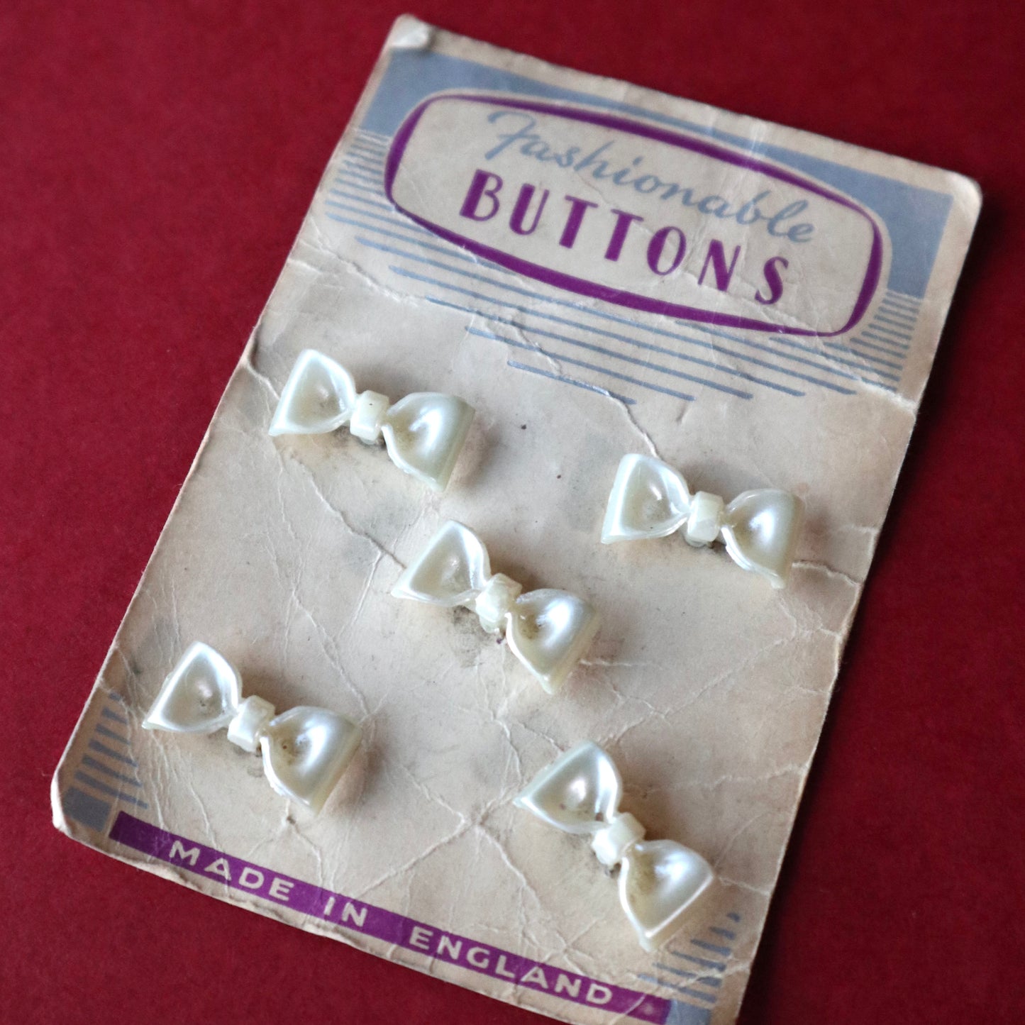 ヴィンテージリボン ボタン(5個セット) MADE IN ENGLAND